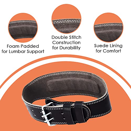 Skudgear Leather Weight Lifting Belt Unisex Comfortable & Adjustable Gym Back Support for Heavy Lifting - Image 3