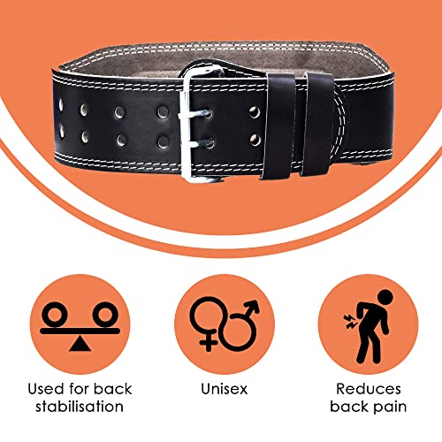 Skudgear Leather Weight Lifting Belt Unisex Comfortable & Adjustable Gym Back Support for Heavy Lifting - Image 4