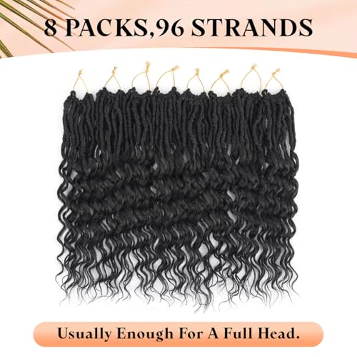 Ahrencan Faux Locs With Curly Ends 12 Inch 8 Packs Prelooped Crochet Hair for Black Women Pre Looped Crochet Goddess Locs Hair With Deep Wave End Synthetic Crochet BraidsLightweight Natural Look121B - Image 3