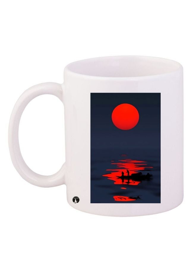 RYN Sunset Printed Coffee Mug White/Blue/Red 11ounce