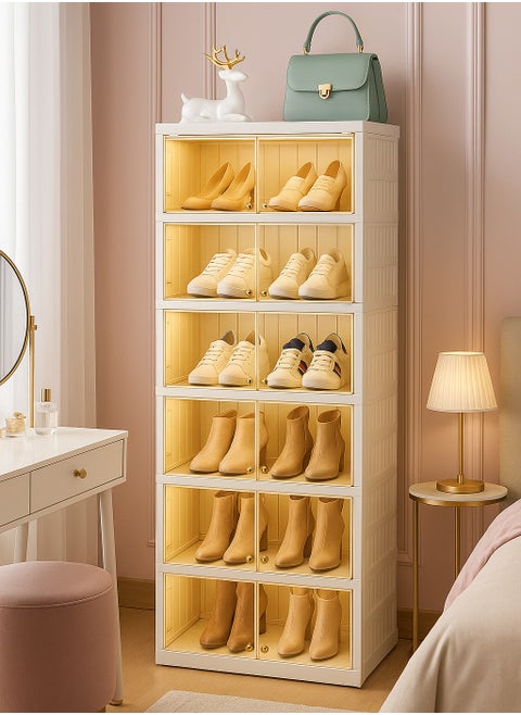 6-Layer Shoe Box, Foldable Storage Box Plastic White