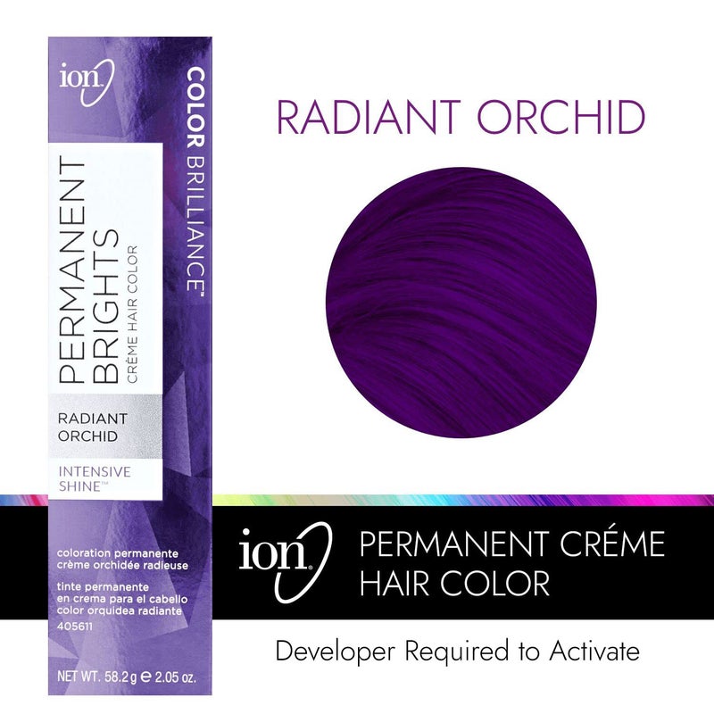 Ion Permanent Brights Creme Hair Color Radiant Orchid, Vegan, Cruelty Free, PPD Free, 100% Gray Coverage, Long Lasting, Fade Resistant Color, 2.05 oz - Image 2