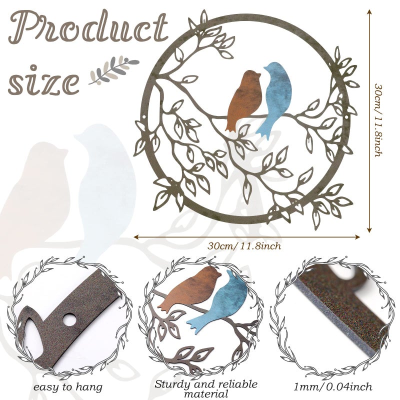 Ferraycle Metal Wall Art Bird on Tree Branch Silhouette Bird Art Decor for Living Room Garden Bedroom Office Home Wall Housewarming Party Decor(Vivid Color) - Image 2