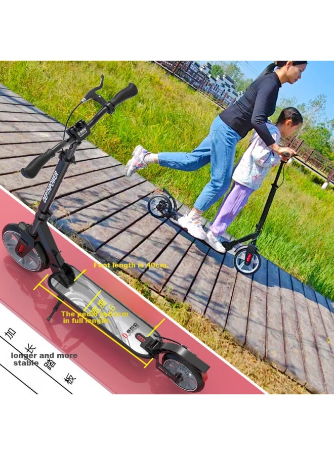 Depthpower Adult Scooter With Three Shock Absorbers, Foldable Balance Kick Scooter With Dual Brakes, Steering Lock, Safety Limit Flagship Green Belt Gift - Image 2