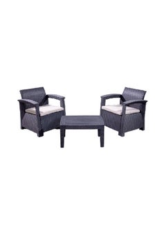 lifante 3-Piece 2-Seater Elegant and Modern Design Outdoor Seating Set Black and Ivory 65 x 69 x 76 cm SF4-2P  - Image 3