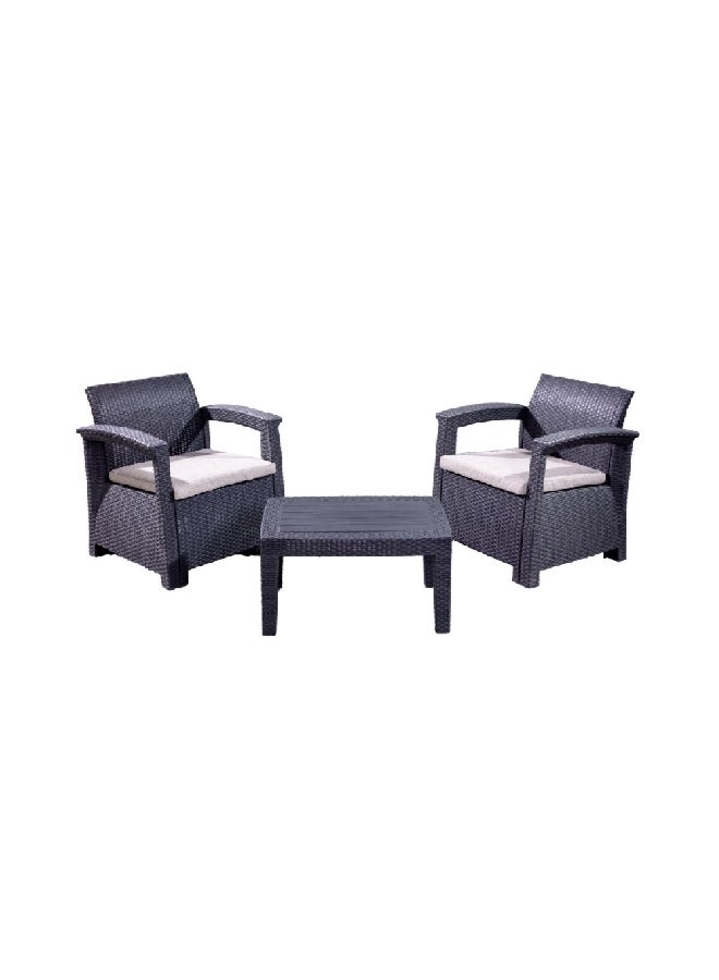 lifante 3-Piece 2-Seater Elegant and Modern Design Outdoor Seating Set Black and Ivory 65 x 69 x 76 cm SF4-2P - Image 3