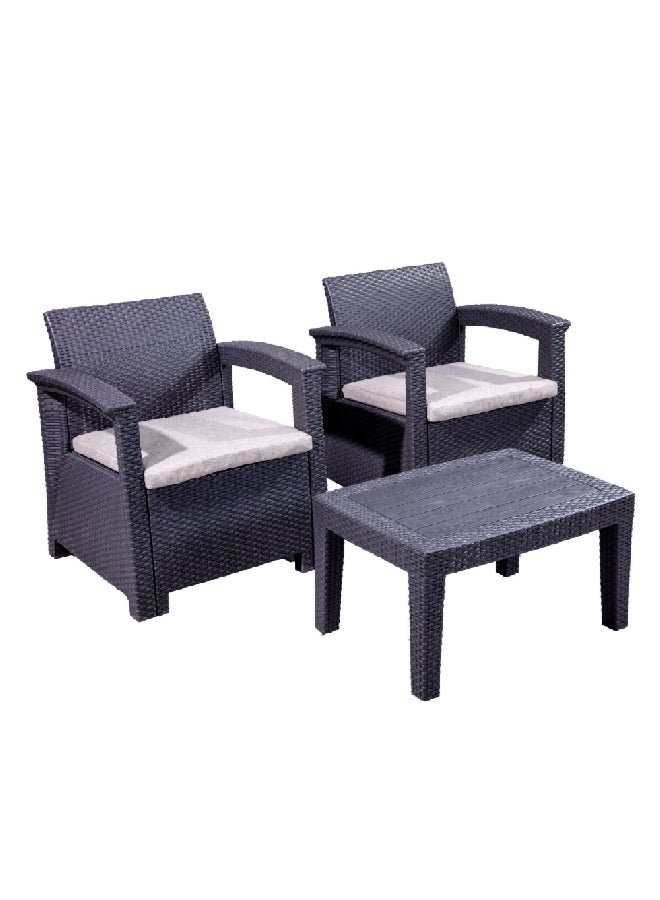 lifante 3-Piece 2-Seater Elegant and Modern Design Outdoor Seating Set Black and Ivory 65 x 69 x 76 cm SF4-2P - Image 2
