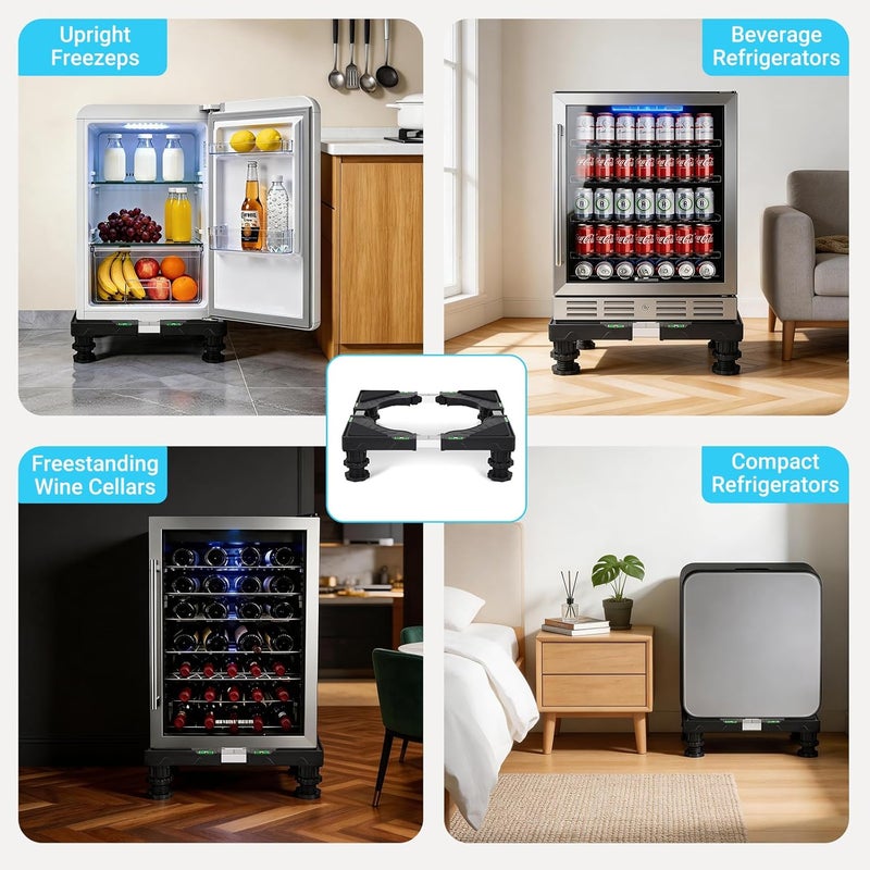 Nefish Mini Fridge Stand Universal Mobile Base Adjustable Refrigerator Stand with 4 Strong Feet Washing Machine Pedestal Multi-Functional Base for Dryer (Black) - Image 4