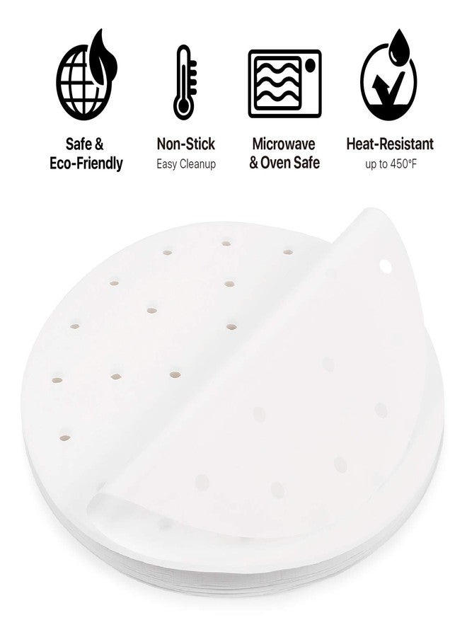 Flexzion 9 Inch Perforated Parchment Paper For Air Fryer Liners Round Unbleached 200 Sheets 5.3 5.8 QT AirFryer, Bamboo Steamer Basket, Baking Paper, Microwave, Oven Non-Stick Cooking - Image 2