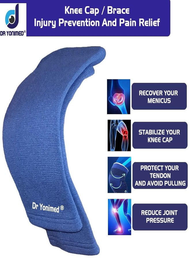 Dr Yonimed Knee Cap For Pain Relief Knee Support For Men & Women Knee Brace Skin Comfort Anti Slip Design Blue Color Medium Size - Image 2