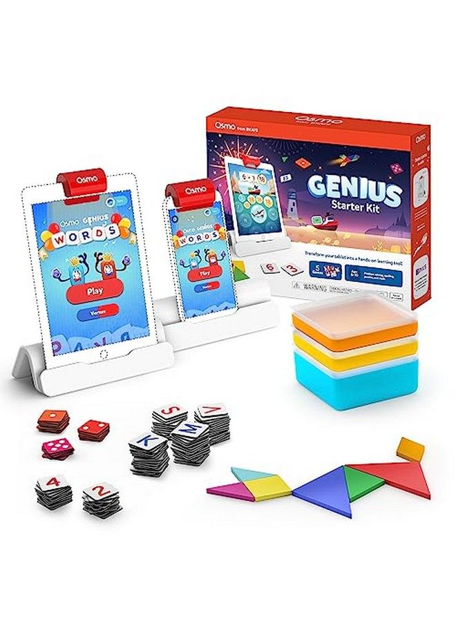 Osmo Genius Starter Kit For Ipad  5 Educational Learning Games  Ages 610  Math Spelling Creativity & More  Stem Toy Gifts For Kids Boy & Girl  Ages 6 7 8 9 10 Ipad Base Included  - Image 1