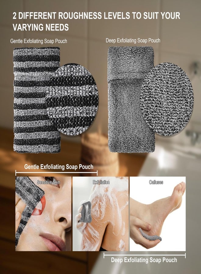 Beiskll 2 Pack Soap Bag Different Roughness Deep and Gentle,Exfoliating Soap Saver Pouch,Bar Soap Pocket,Body Scrubber Sponge Exfoliator for Bath or Shower (Grey) - Image 3