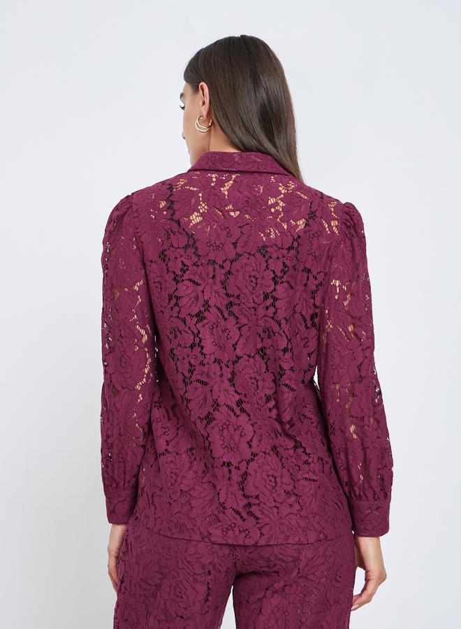 ستايلي بلوزة بتفاصيل بارزة الملمس وأكمام بالون - Image 5