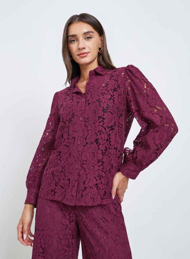 ستايلي بلوزة بتفاصيل بارزة الملمس وأكمام بالون - Image 3