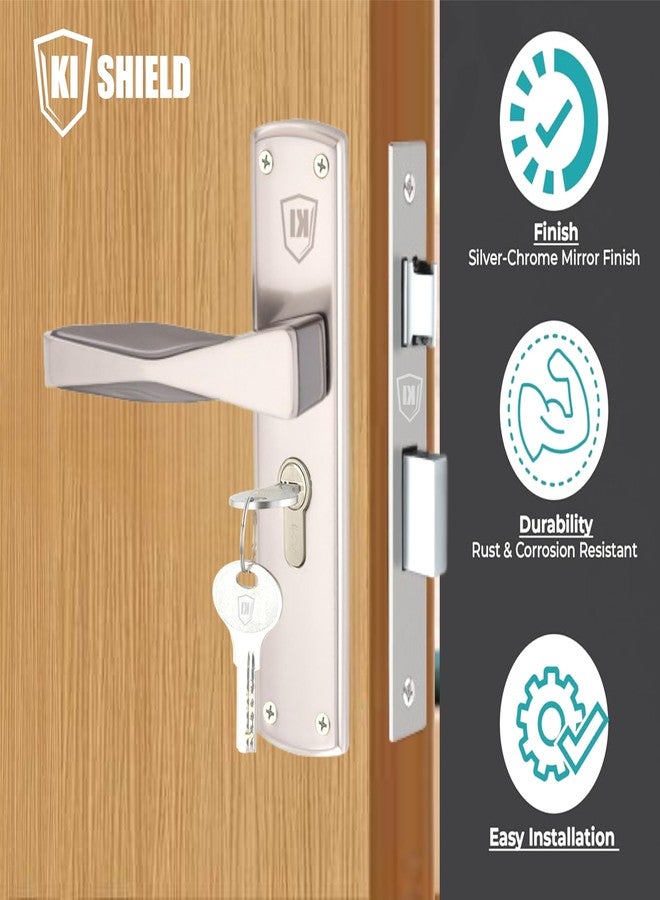 KI SHIELD Zinc 8" Cylindrical Mortise Door Lock Handle Set with Brass Lock Body and Both Side Key 60mm Cylinder Set with 3 Computer Keys/Door Lock for Home Main Door (1004CY, Satin Matte/Black) - Image 3