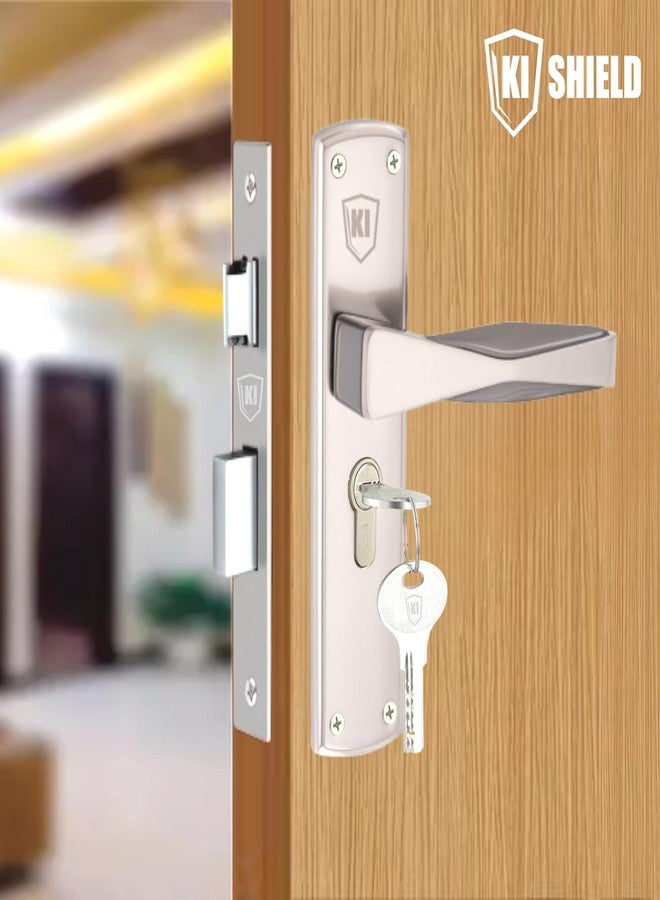 KI SHIELD Zinc 8" Cylindrical Mortise Door Lock Handle Set with Brass Lock Body and Both Side Key 60mm Cylinder Set with 3 Computer Keys/Door Lock for Home Main Door (1004CY, Satin Matte/Black) - Image 2