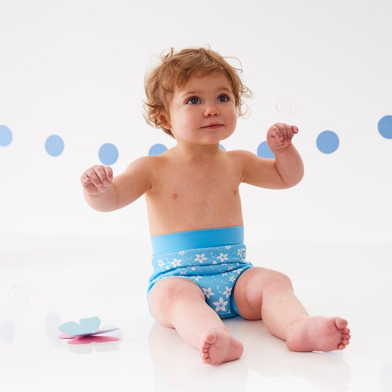 Splash About Happy Nappy Re-Useable Swim Nappy, Blue Blossom, Medium(3-8 Months), Boy, Waist 40-46 Cm, Neoprene. - Image 2