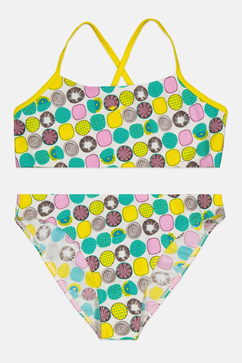 arena Kids Girl Allover Print Bikini Top And Bottom, Multicolor - Image 1