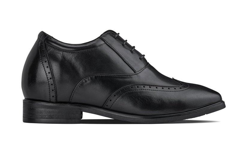 CALTO Men's Invisible Height Increasing Elevator Shoes - Black Leather Lace-up Brogue Wing-tip Oxfords - 3.2 Inches Taller - G51123 - Size 10 D(M) US - Image 2