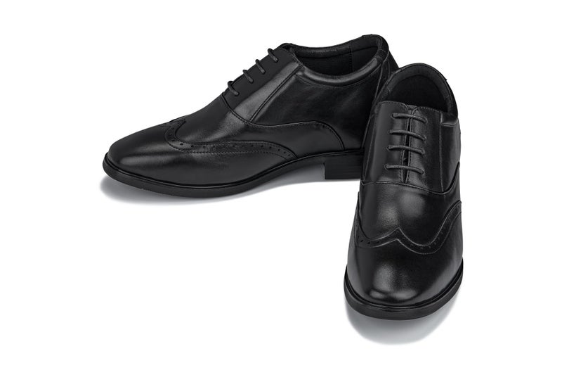 CALTO Men's Invisible Height Increasing Elevator Shoes - Black Leather Lace-up Brogue Wing-tip Oxfords - 3.2 Inches Taller - G51123 - Size 10 D(M) US - Image 5