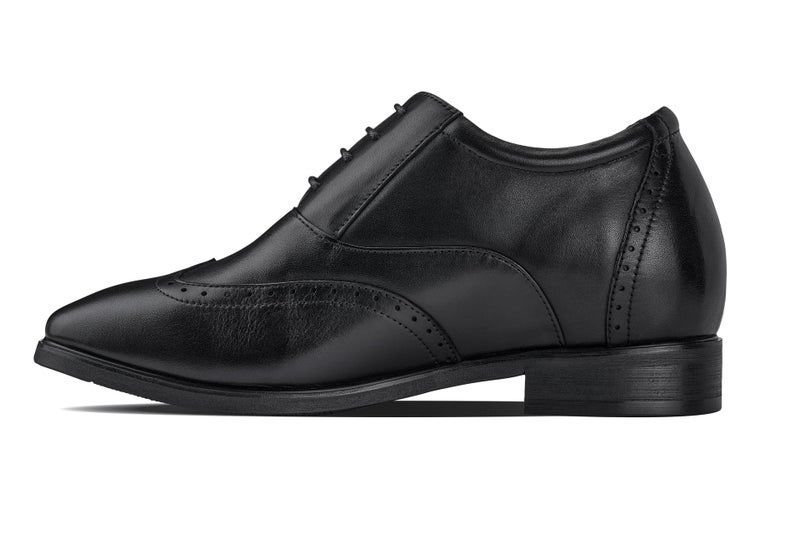 CALTO Men's Invisible Height Increasing Elevator Shoes - Black Leather Lace-up Brogue Wing-tip Oxfords - 3.2 Inches Taller - G51123 - Size 10 D(M) US - Image 3