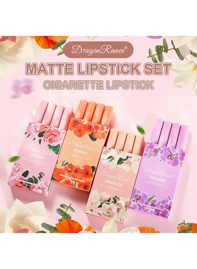 Dragon Ranee 4Pcs Matte Lipstick Set Moisture Lip Glossy Waterproof Long Lasting Lip liner Set Lipstick for Women Makeup （MAGNOLA） - Image 4