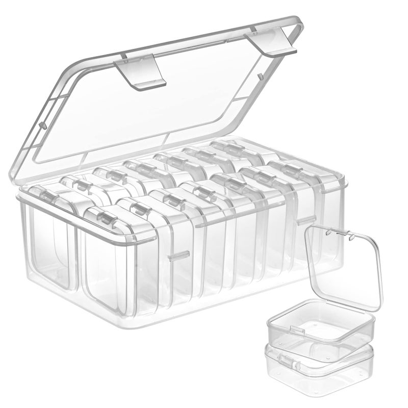 Mathtoxyz Small Bead Organizers, 15 Pieces Plastic Storage Cases Mini Clear Bead Storage Containers Transparent Boxes with Hinged Lid and Rectangle Clear Craft Supply Case - Image 1