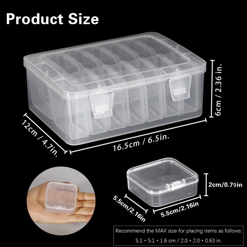 Mathtoxyz Small Bead Organizers, 15 Pieces Plastic Storage Cases Mini Clear Bead Storage Containers Transparent Boxes with Hinged Lid and Rectangle Clear Craft Supply Case - Image 2