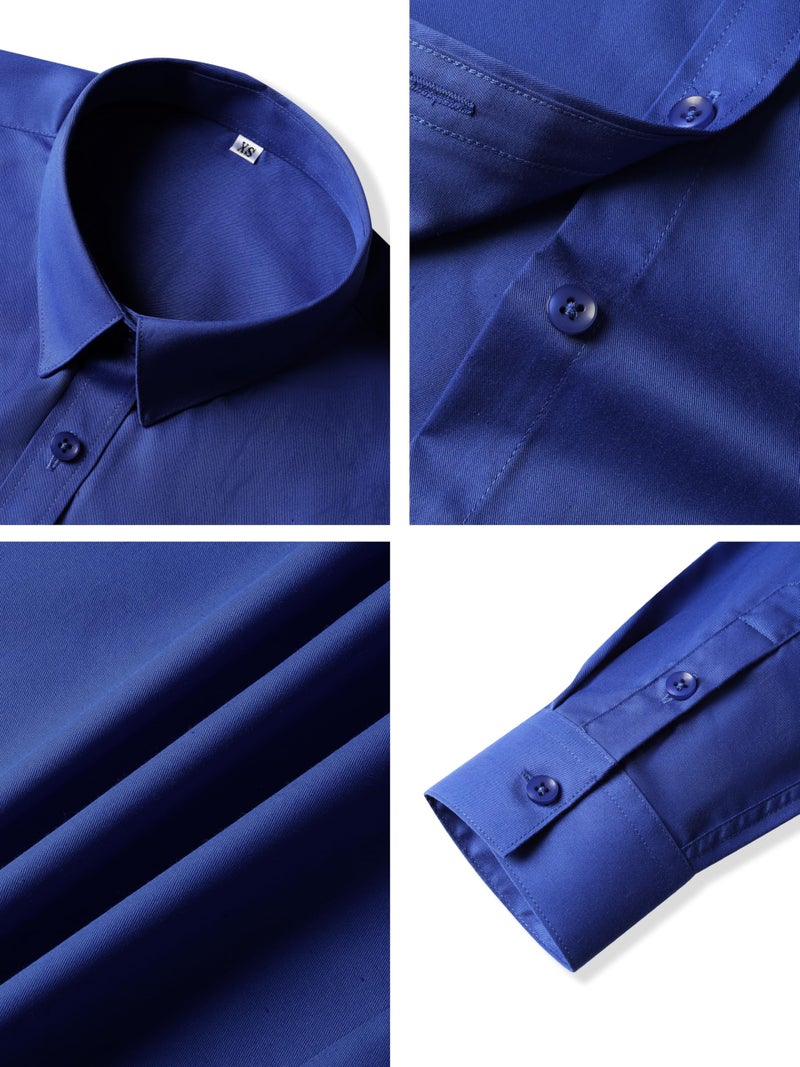 CUNLIN Blue Blouses for Women Womens Blouse Button-Down Shirts Fashion Casual Tops Collared Dress Shirt Work wear Button up Slim Long Sleeve Business Summer top Royal Blue XL - Image 4