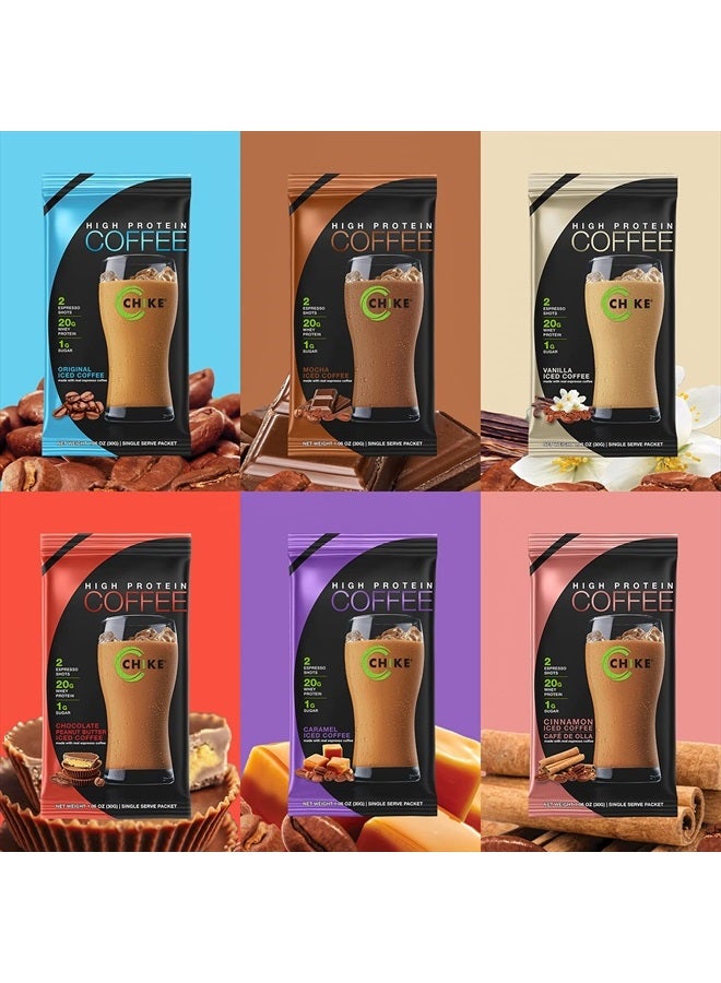 Chike High Protein Iced Coffee Sampler Pack, 20 G Protein, 2 Shots Espresso, 1 G Sugar, Keto Friendly and Gluten Free, 6 Single Serve Packets - Image 2