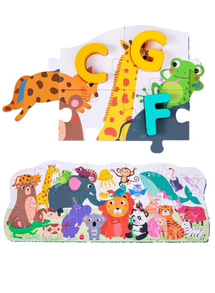 ألغاز تعليمية للأبجدية، ألغاز خشبية تعليمية للأبجدية للأطفال من عمر سنتين إلى أربع سنوات. - Image 5
