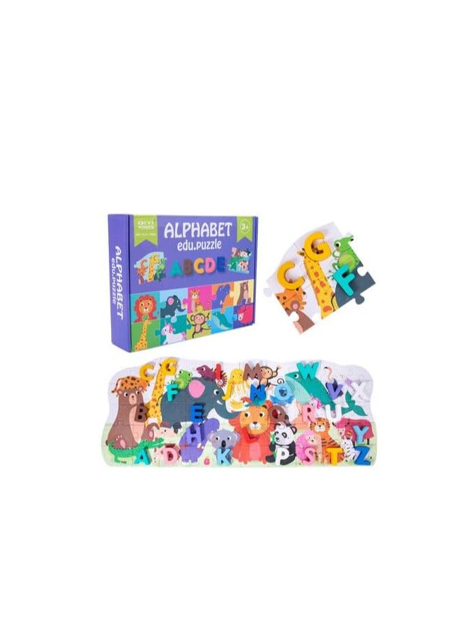 ألغاز تعليمية للأبجدية، ألغاز خشبية تعليمية للأبجدية للأطفال من عمر سنتين إلى أربع سنوات. - Image 2