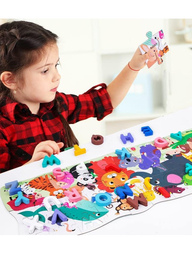 ألغاز تعليمية للأبجدية، ألغاز خشبية تعليمية للأبجدية للأطفال من عمر سنتين إلى أربع سنوات. - Image 4