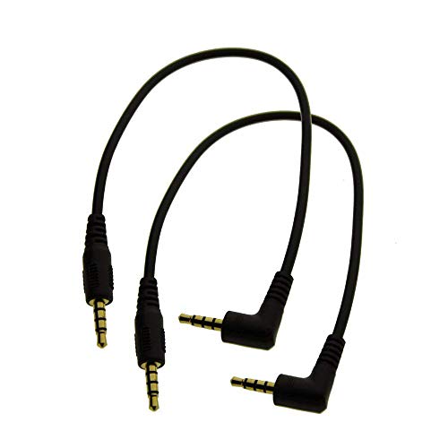MMNNE 2Pack 8inch TRRS 4-Pole 3.5mm Male Right Angle to 3.5mm Male Audio Cable - Image 1