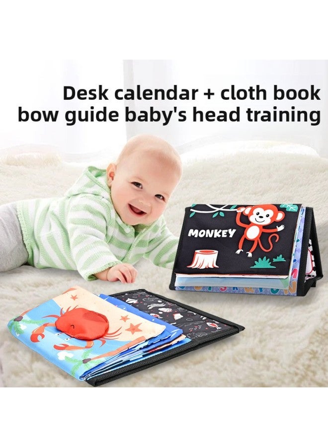 Baby Early Childhood Education Black And White Desk Calendar 0-12 Months Baby Head Up Training Tear Cloth Book Ha Ha Mirror Toy-Colour:Forest Monkey  - Image 3