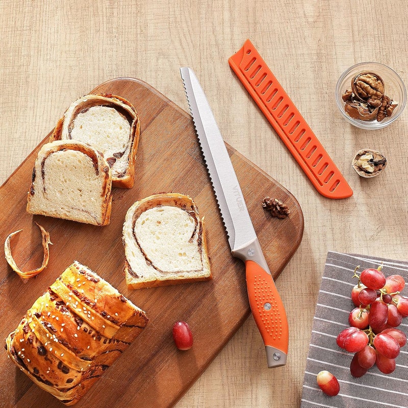 VITUER Bread Knife with Cover, 8 inch Serrated Bread Knife for homemade bread, Bread Cutter Ideal for Slicing Homemade Bread, Bagels, Cake (8-Inch Blade with 5-Inch Handle) - Image 4