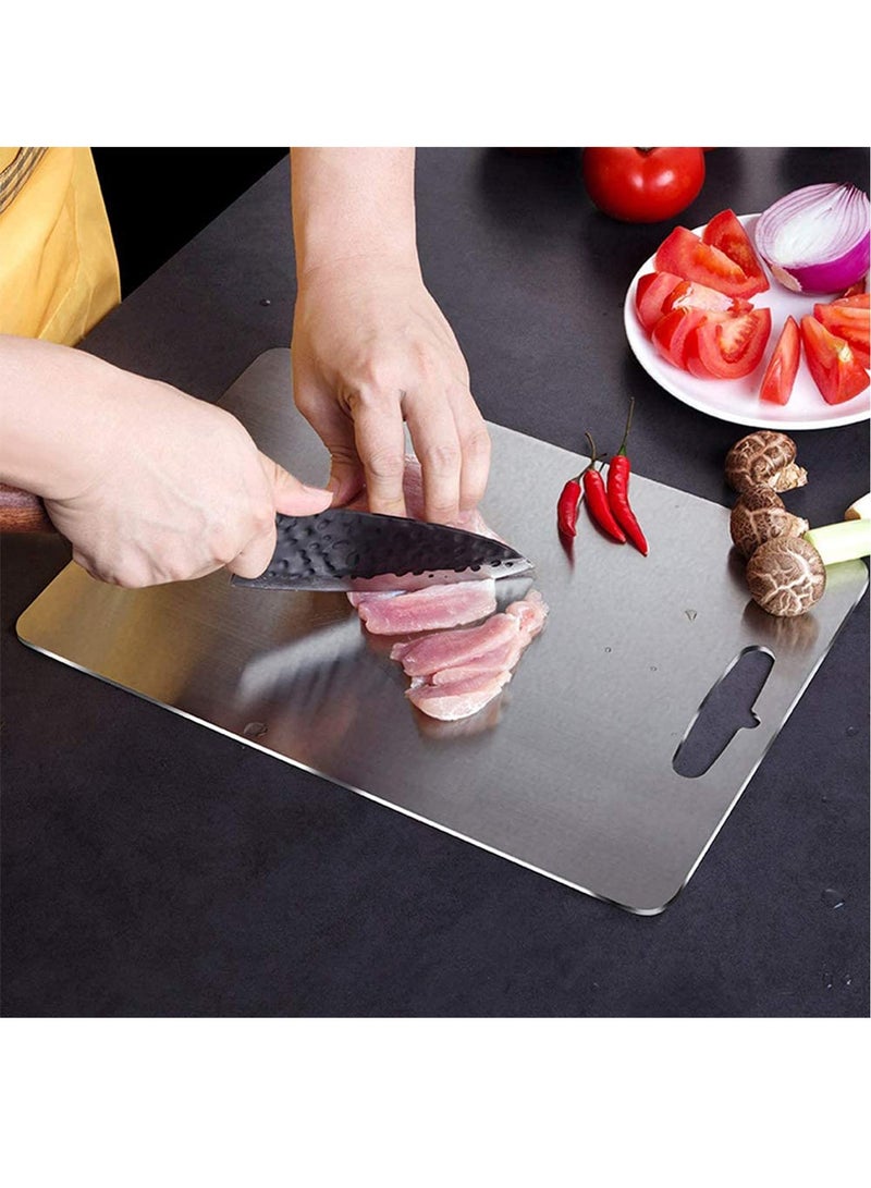 SYOSI Cutting Board Chopping Board Cutting Block Mincing Mat Thick Stainless Steel Heavy Duty Non-Slip - Image 4