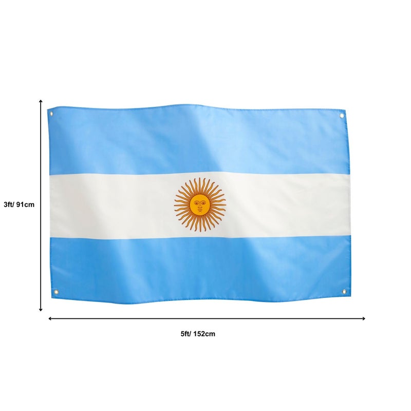 Runesol Argentina National Flag 3 x 5, 91 x 152 cm, Argentina Banner, 4 Eyelets, Brass Eyelet in Each Corner, World Cup, Argentina Supporter, Premium Flags, Waterproof, Indoor, Outdoor - Image 2