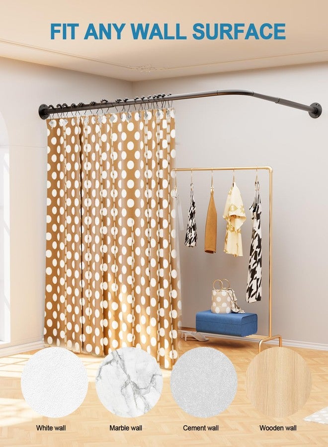 Supforce Curved Shower Curtain Rod, L Shaped Corner Shower Rod [24"-37"] x [24"-37"] Adjustable, Stainless Steel 90 Degree Angled Shower Curtain Rod with 12 Hooks & Ceiling Support, No Sagging - Image 4