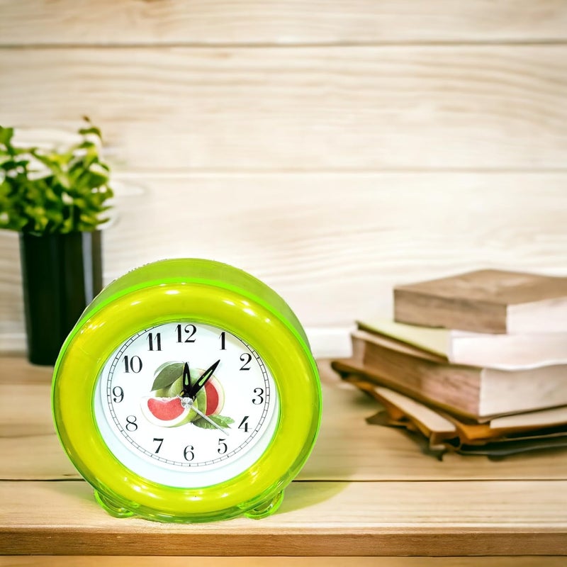 Lemon Tree Analog Table Clock Battery Powered for Home Office Alarm Clock Ideal for Student Kids Bedroom Travel Kitchen Bedside Desktop High Volume Bedside Alarm for Office Green - Image 4