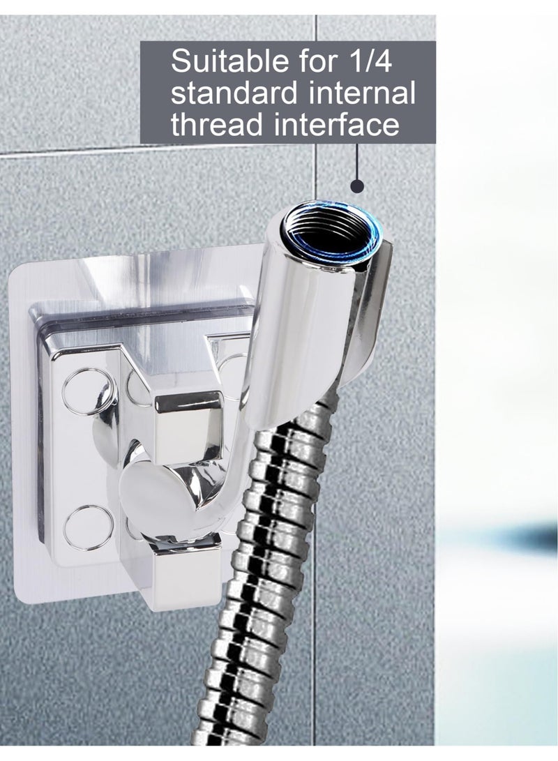 SOLARAE Shower Head Holder, 2 Pcs Adjustable Shower Bracket, No Drilling Strong Paste Shower Holder, Wall Mount Shower Head Holder, Silver - Image 3