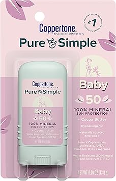 Coppertone WaterBABIES Sunscreen Pure Simple Stick Broad Spectrum SPF 5049 Ounces - Image 1