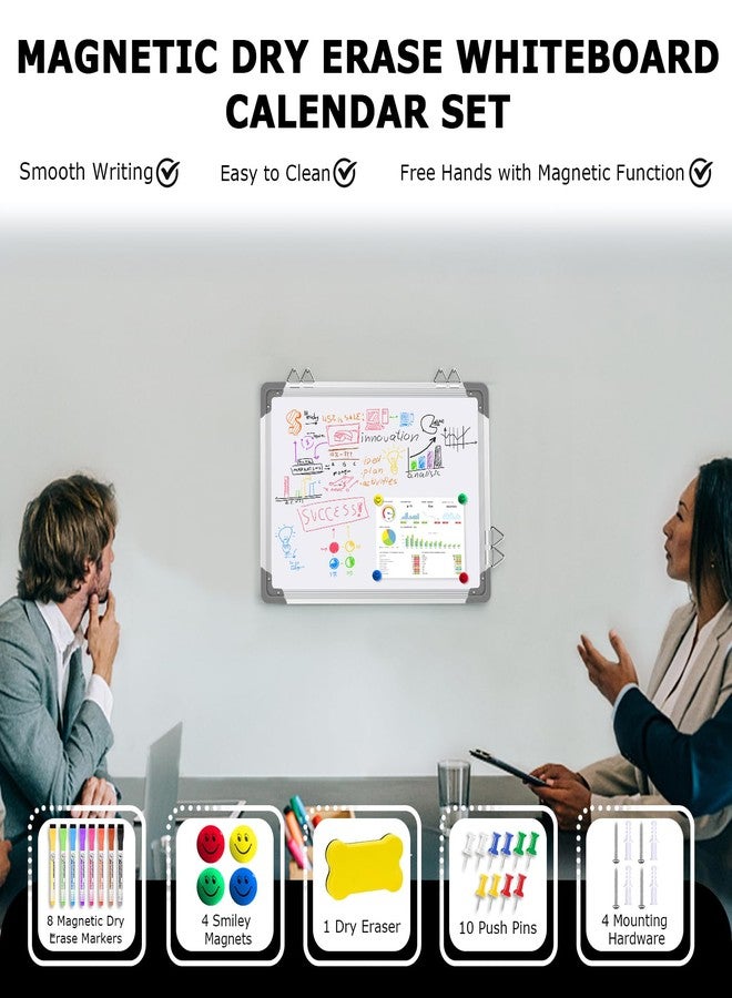 EAONE 16x12 in Double Side Whiteboard Calendar & Cork Board Combo for Wall, 3 in 1 Magnetic Dry Erase Whiteboard Monthly Calendar and Bulletin Board with Aluminum Frame for Home Office Kitchen - Image 5