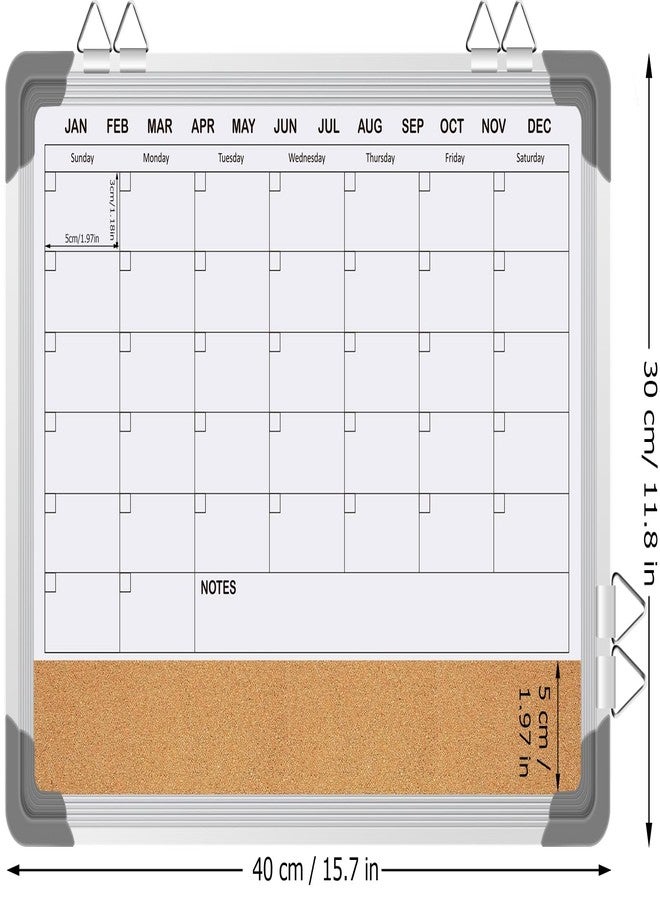 EAONE 16x12 in Double Side Whiteboard Calendar & Cork Board Combo for Wall, 3 in 1 Magnetic Dry Erase Whiteboard Monthly Calendar and Bulletin Board with Aluminum Frame for Home Office Kitchen - Image 2
