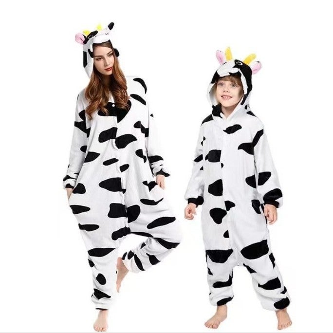 Cartoon One-Part Home Clothes New Cow Series Flannel Warm Can Be Worn Outside - Image 3