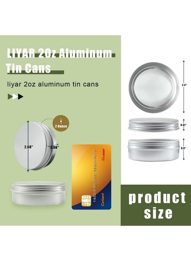 Liyar - LIYAR 2 oz Tins 48 Pack Aluminum Tin Cans with Lids Salve Tins Round Candle Travel Tins Empty Tin Containers with Lids and Labels for Spices,Salves, Lotion Bars, Beard Balms and Candles(Silver) - Image 1
