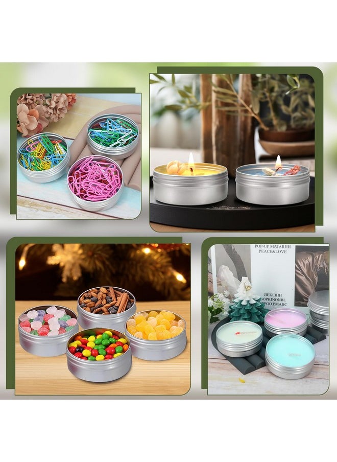 Liyar - LIYAR 2 oz Tins 48 Pack Aluminum Tin Cans with Lids Salve Tins Round Candle Travel Tins Empty Tin Containers with Lids and Labels for Spices,Salves, Lotion Bars, Beard Balms and Candles(Silver) - Image 1