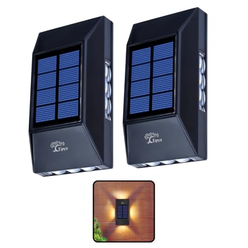 Epyz Plastic Solar Wall Light Outdoor Waterproof Four Side Garden Decoration Wall Lamps,Step Small Lamp Fence Courtyard Decor 12 Led [ Warm Yellow Pack Of 1 ] - Image 1