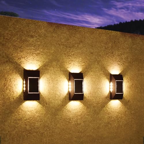 Epyz Plastic Solar Wall Light Outdoor Waterproof Four Side Garden Decoration Wall Lamps,Step Small Lamp Fence Courtyard Decor 12 Led [ Warm Yellow Pack Of 1 ] - Image 3