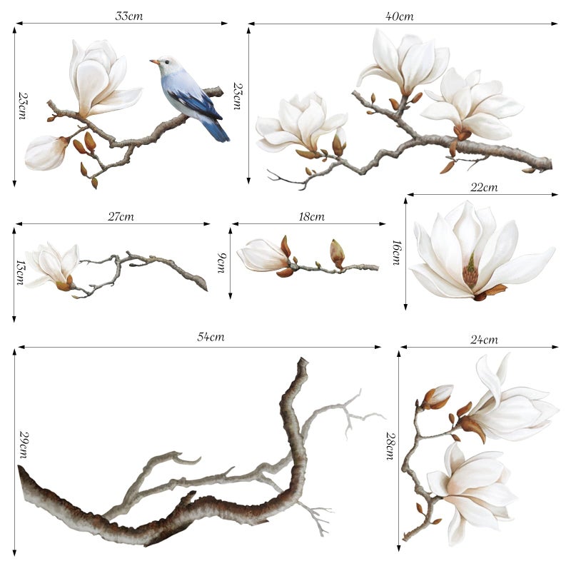 SHUCHING White Magnolia Tree Wall Decals Peel and Stick, Trees Flowers Wall Decor Stickers, White Branches Corner Wall Art(Right) - Image 5